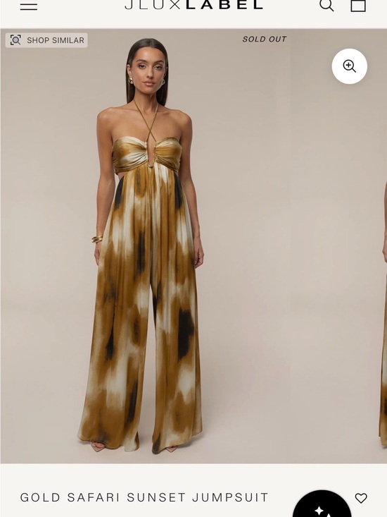 JLUXLABEL Pants - JLUXLABEL Gold & Cream Strapless Halter Jumpsuit